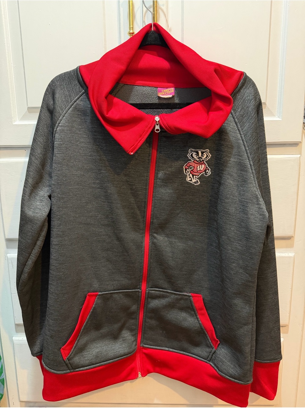 Wisconsin badgers Vintage Full Zip Hoodie By Campus Heritage
